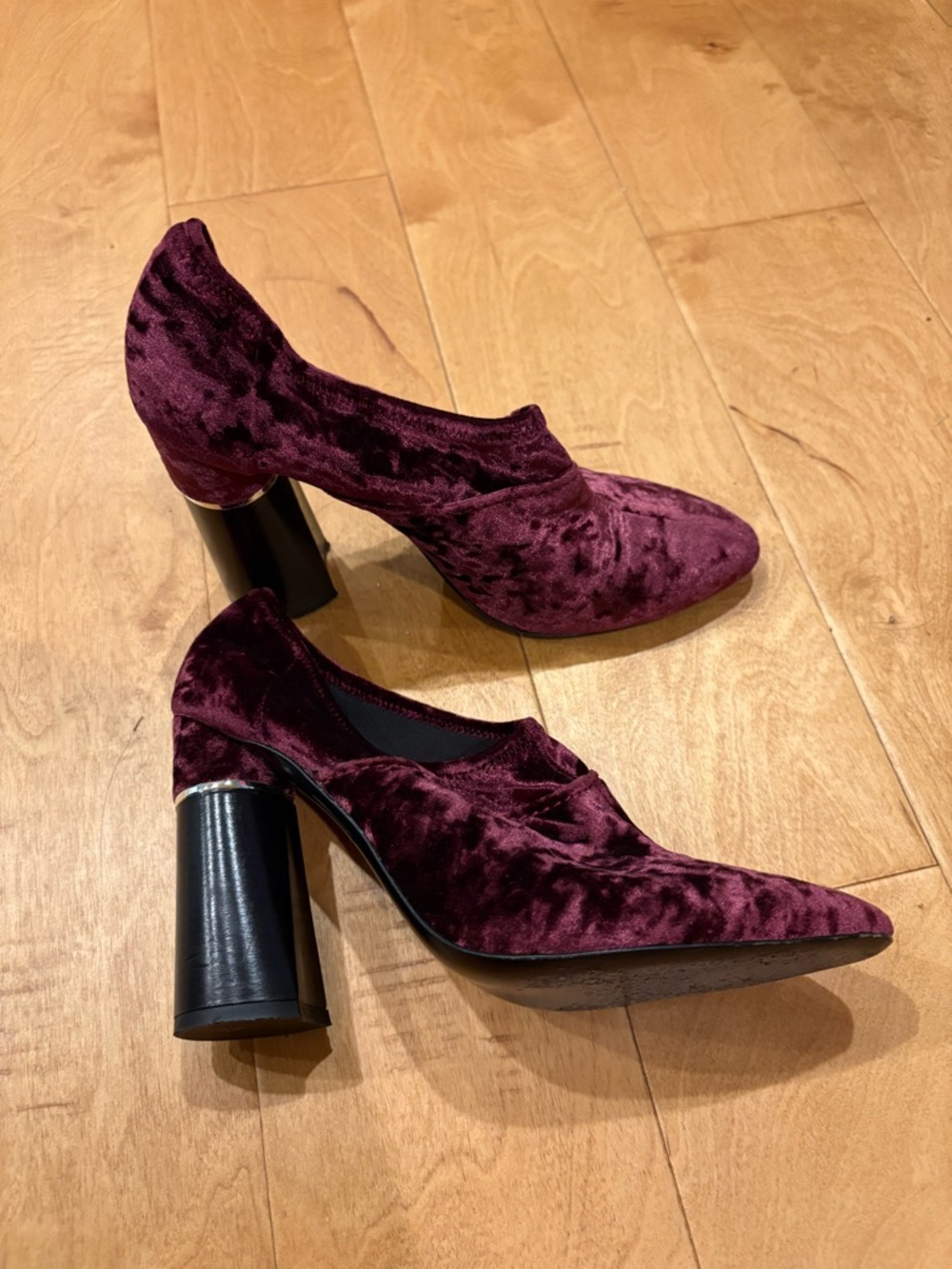 3.1 Phillip Lim Kyoto ankle booties crushed burgundy velvet high heel sz 41 10 - Picture 2 of 11